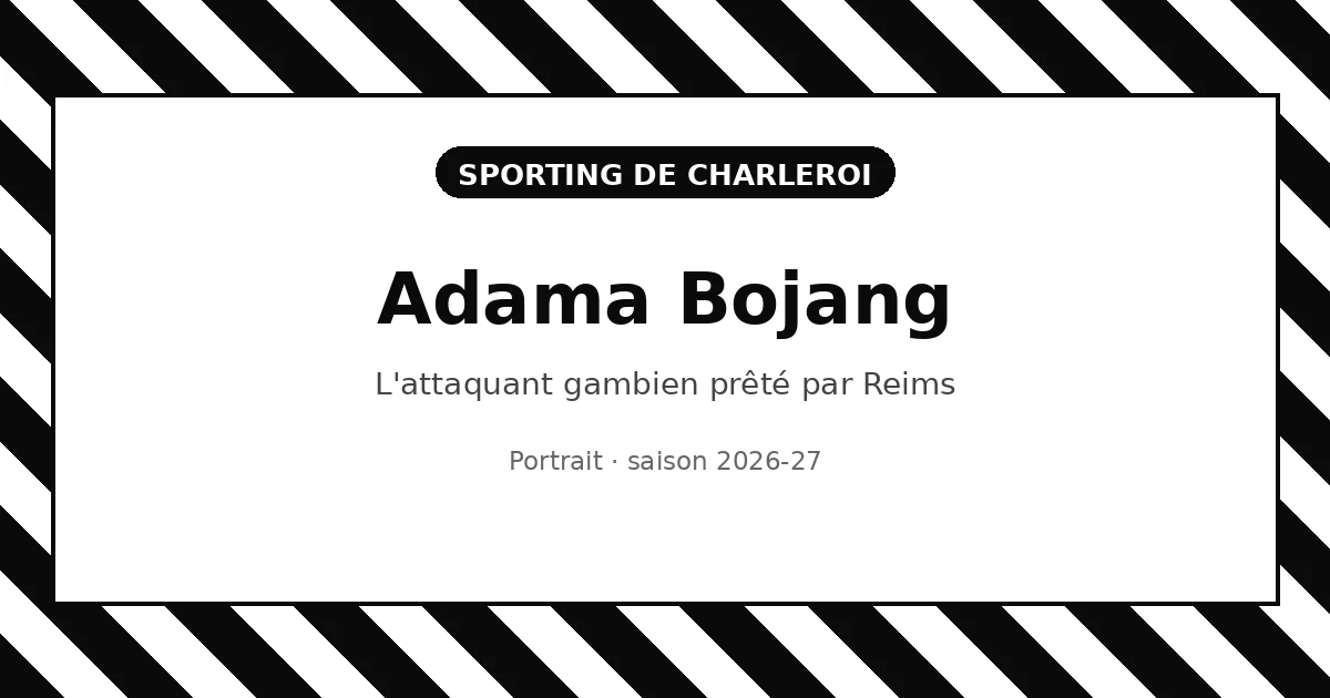 Adama Bojang, attaquant du Sporting de Charleroi, illustration aux couleurs du club