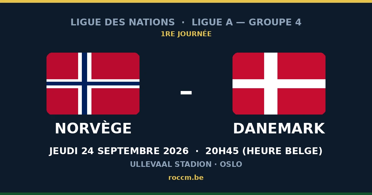 Pronostic Norvège – Danemark, Ligue des Nations, 24 septembre 2026 au Ullevaal Stadion d'Oslo