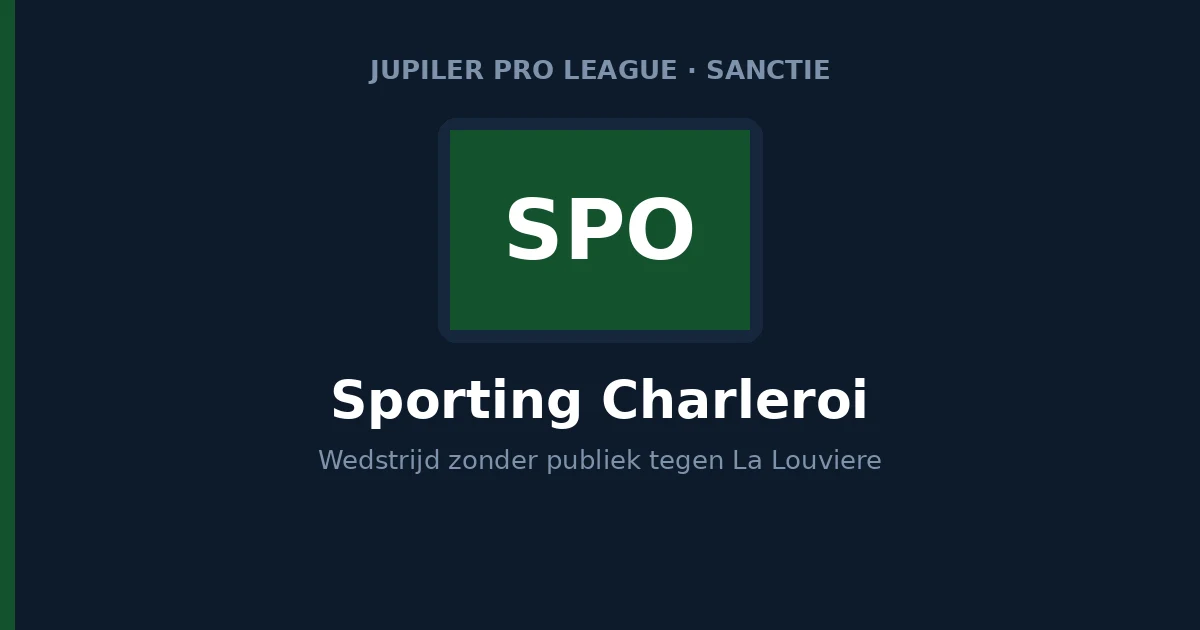 Sporting Charleroi, wedstrijd zonder publiek verplaatst naar 1 november