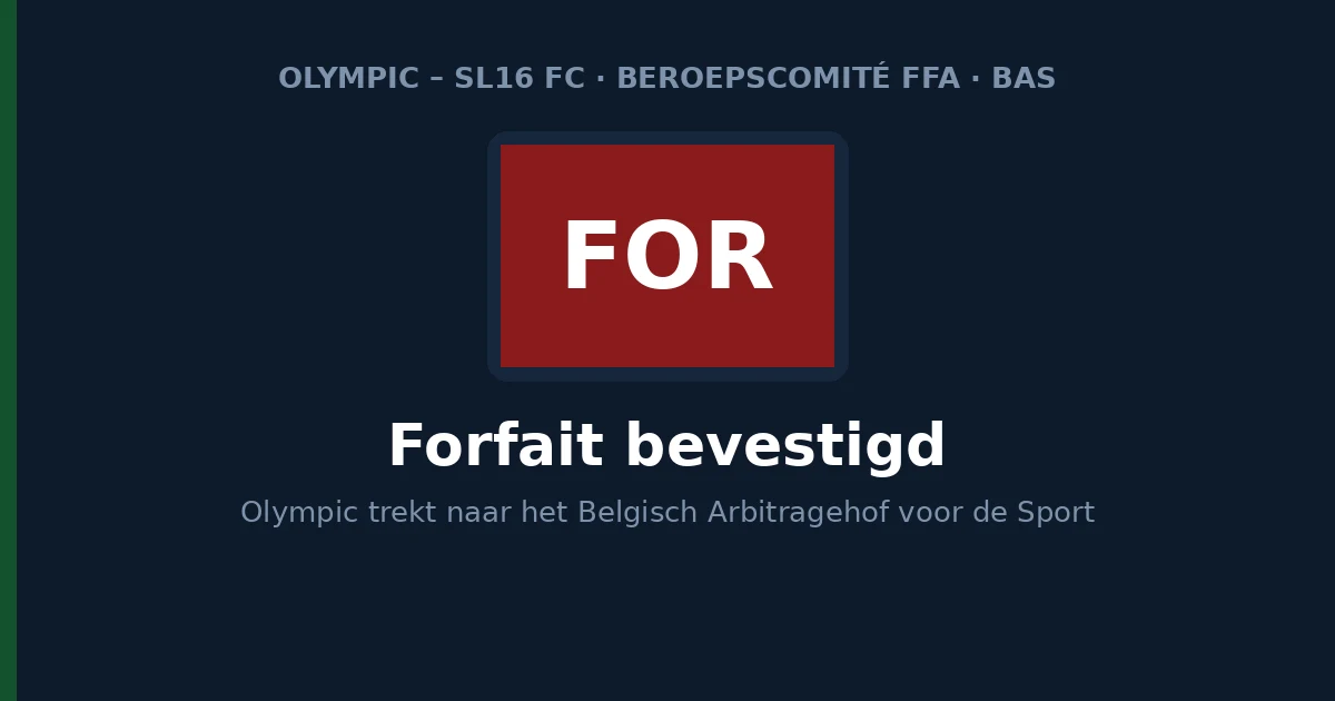 Forfait Olympic – SL16 bevestigd in beroep, zaak naar het BAS